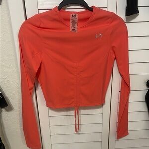TLF coral cropped scrunch top